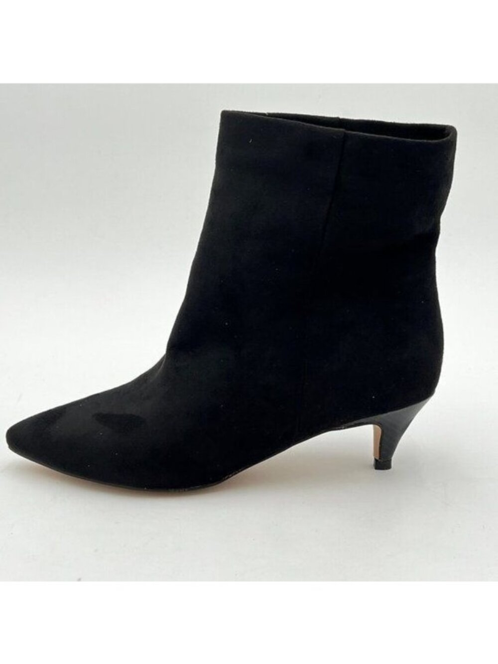 Black Suede Women Dressy Kitten Low Heel Ankle Boots Pointed Toe Chic Booties